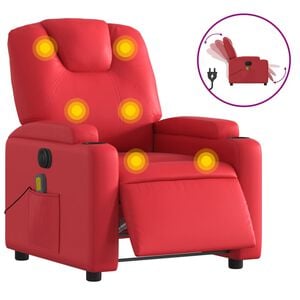vidaXL Fauteuil de massage inclinable &eacute;lectrique rouge similicuir