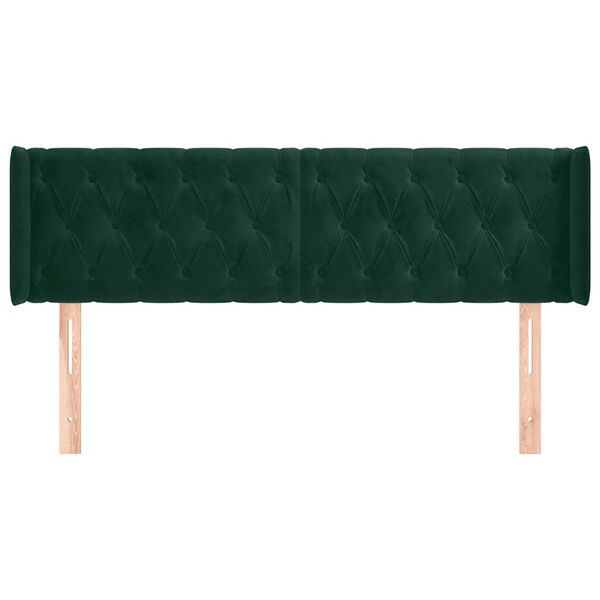 vidaXL T&ecirc;te de lit avec oreilles Vert fonc&eacute; 147x16x78/88 cm Velours