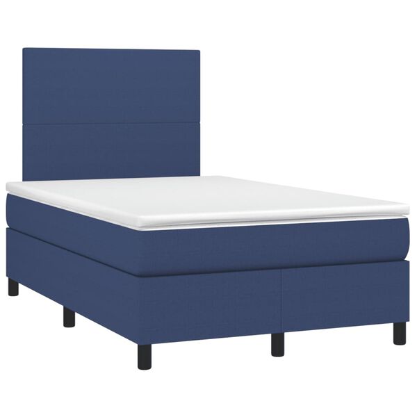 vidaXL Sommier &agrave; lattes de lit avec matelas bleu 120x190 cm tissu
