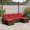 vidaXL Salon de jardin avec coussins 6 pcs marron résine tressée