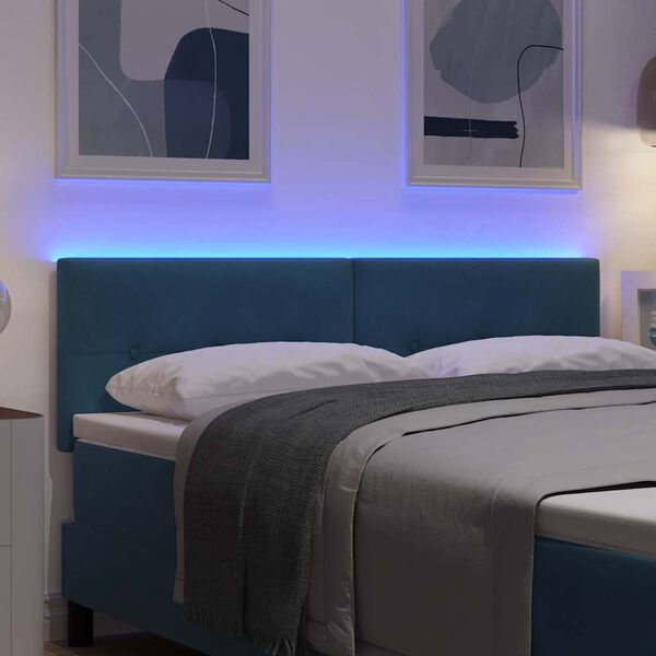 vidaXL T&ecirc;te de lit LED avec des lumi&egrave;res &agrave; LED Bleu 160 cm Polyester
