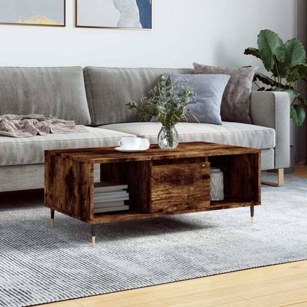 vidaXL Table basse Chêne fumé 90x50x36,5 cm Bois d'ingénierie