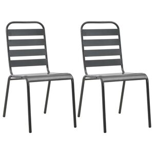 vidaXL Chaises empilables de d'extérieur lot de 2 Acier Gris