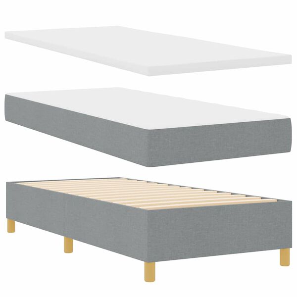 vidaXL Lit &agrave; ressorts avec matelas Gris clair 80 x 200 cm tissu