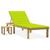 vidaXL Chaise longue de jardin avec table et coussin Pin impr&eacute;gn&eacute;