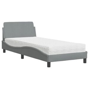 vidaXL Lit avec matelas Dover gris clair 90x200 cm tissu