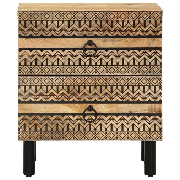 vidaXL Table de chevet noir 40x33,5x46 cm bois de manguier massif brut