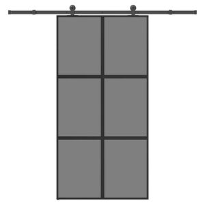 vidaXL Porte coulissante kit de quincaillerie tremp&eacute; verre aluminium