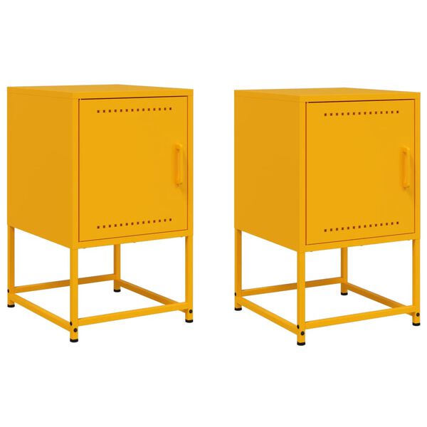 vidaXL Tables de chevet 2 pcs jaune moutarde 36x39x60,5 cm acier
