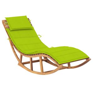 vidaXL Chaise longue &agrave; bascule avec coussin Bois de teck solide