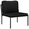 vidaXL Salon de jardin 3 pcs avec coussins Noir PVC