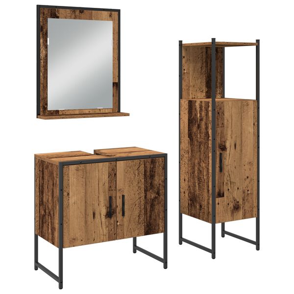 vidaXL Ensemble de mobilier de salle de bain avec étagère 3 pcs Marron
