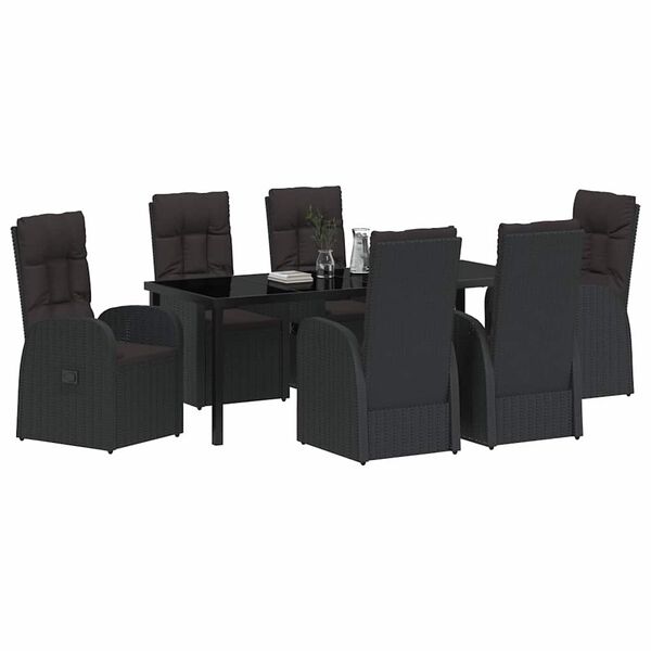 vidaXL Ensemble de salle &agrave; manger pour jardin 7 pcs Noir polyrotin