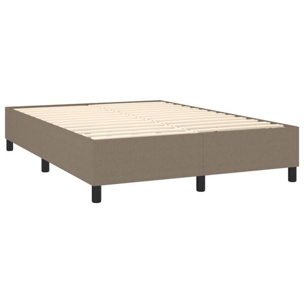 vidaXL Sommier &agrave; lattes de lit avec matelas Taupe 140x190 cm Tissu