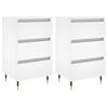 vidaXL Tables de chevet 2 pcs blanc 40x35x69 cm bois d&rsquo;ing&eacute;nierie