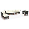 vidaXL Salon de jardin 8 pcs R&eacute;sine tress&eacute;e et bois d'eucalyptus Noir