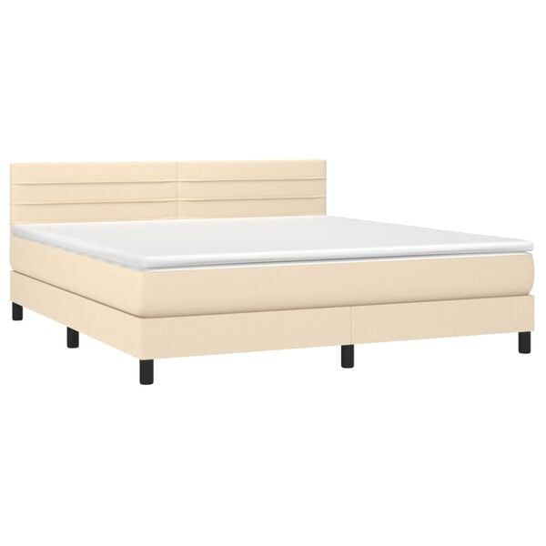 vidaXL Sommier &agrave; lattes de lit avec matelas LED Cr&egrave;me 180x200 cm Tissu