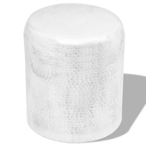 vidaXL Table basse/tabouret martel&eacute; en aluminium Argent&eacute;