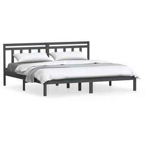 vidaXL Cadre de lit sans matelas gris bois massif 200x200 cm