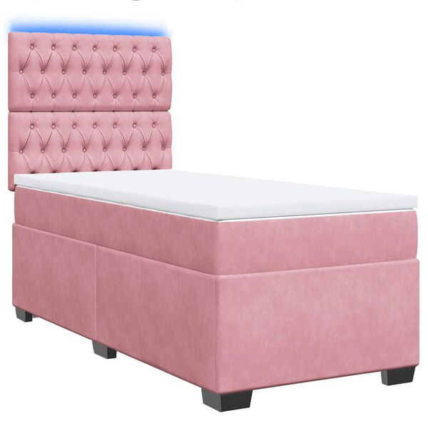 vidaXL Sommier à lattes de lit avec matelas Rose 100x200 cm Velours