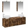 vidaXL Ensemble d'armoire de salle de bain 5 pc Ch&ecirc;ne fum&eacute;