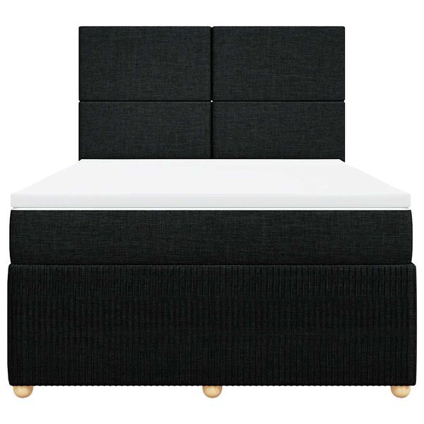 vidaXL Sommier &agrave; lattes de lit avec matelas Noir 140x200 cm Tissu