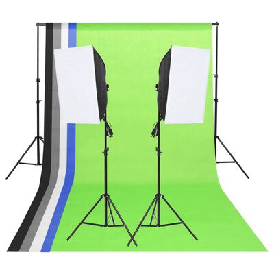 vidaXL Kit d'éclairage studio avec toiles de fond et boîtes à