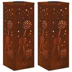 vidaXL Lumi&egrave;re de chemin LED solaire 2 pcs Acier Corten Acier Corten