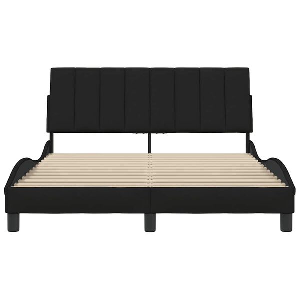 vidaXL Cadre de lit sans matelas Hanko noir 140x190 cm tissu