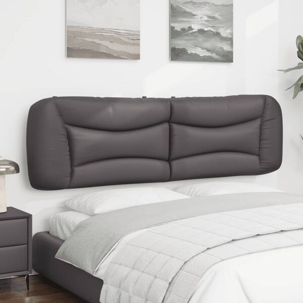 vidaXL Coussin de t&ecirc;te de lit Hvar gris 180 cm similicuir