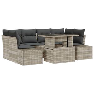 vidaXL Ensemble de Canap&eacute;s 7 pc Gris clair polyrotin