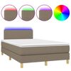 vidaXL Sommier &agrave; lattes de lit matelas et LED taupe 120x190 cm tissu
