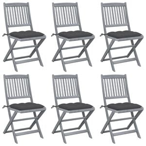 vidaXL Chaises pliables d'ext&eacute;rieur lot de 6 et coussins Bois d'acacia