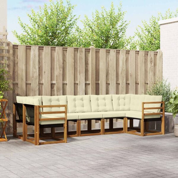 vidaXL Ensemble de canap&eacute;s d'ext&eacute;rieur 7 pcs Naturel et Noir