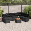 vidaXL Ensemble de canap&eacute; de jardin avec coussin 9 pcs Noir polyrotin