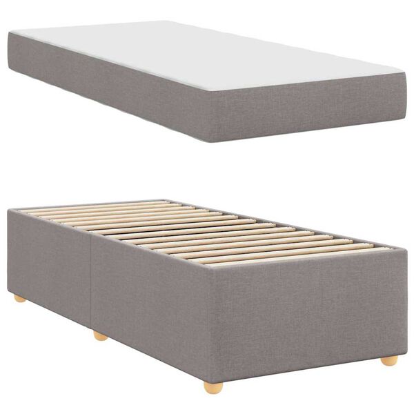 vidaXL Cadre de lit avec matelas Taupe 100 x 200 cm tissu