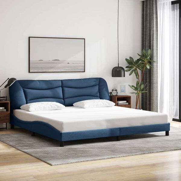 vidaXL Cadre de lit sans matelas Hvar bleu 200x200 cm tissu
