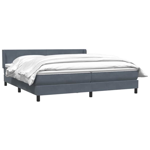 vidaXL Sommier &agrave; lattes de lit et matelas gris fonc&eacute; 180x220cm velours