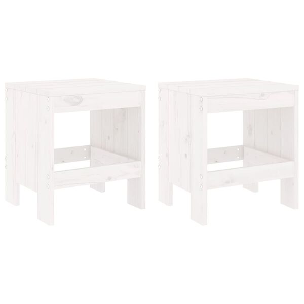 vidaXL Tabourets de jardin lot de 2 blanc 40x36x45 cm bois massif pin