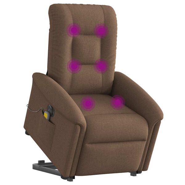 vidaXL Fauteuil inclinable de massage &eacute;lectrique Marron Tissu
