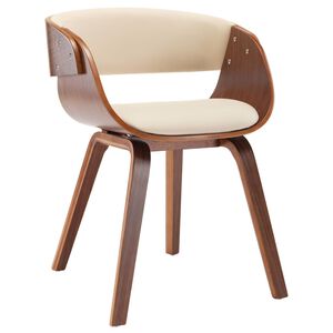 vidaXL Chaise &agrave; manger cr&egrave;me bois courb&eacute; et similicuir