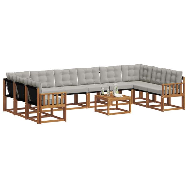 vidaXL Ensemble de canap&eacute;s d'ext&eacute;rieur 11 pcs Gris Naturel et Clair