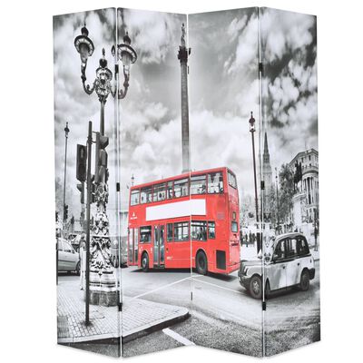 vidaXL Cloison de séparation 160 x 170 cm Bus londonien Noir et blanc