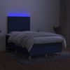 vidaXL Sommier &agrave; lattes de lit matelas et LED bleu 120x190 cm tissu