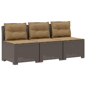 vidaXL Canap&eacute; de jardin 3 places avec coussins look rattan 3 place PP