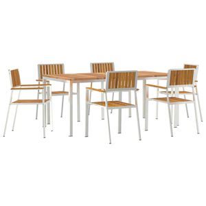 vidaXL Ensemble de repas ext&eacute;rieur 7 pcs Marron Bois d'Acacia Massif