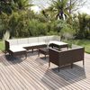 vidaXL Salon de jardin 10 pcs avec coussins R&eacute;sine tress&eacute;e Marron