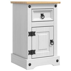 vidaXL Table de chevet Corona Blanc 35 x 32,5 x 58 cm Pin massif