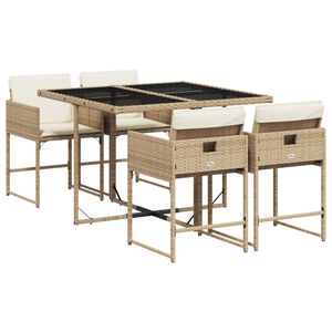 vidaXL Ensemble &agrave; manger de jardin avec coussins 5pcs Beige poly rotin