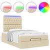 vidaXL Cadre de lit ottoman avec matelas cr&egrave;me 120x190 cm tissu